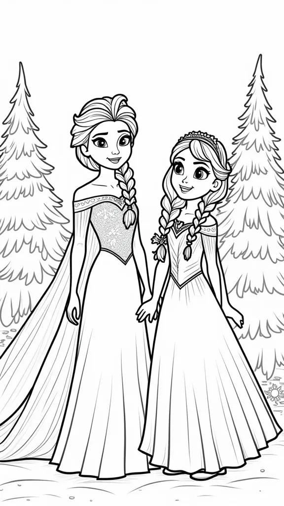 coloriage Elsa et Anna